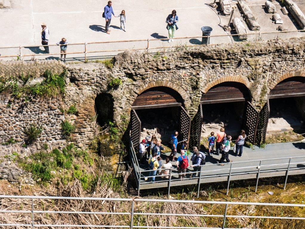 Zona donde se encontraba la antigua línea de costa de Herculano antes de la erupción del Vesubio